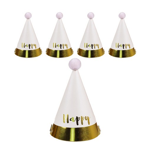 이자벨홈 생일파티 고깔 모자 11타입, 파운데이션 골드 트림 HP 생일, 5개