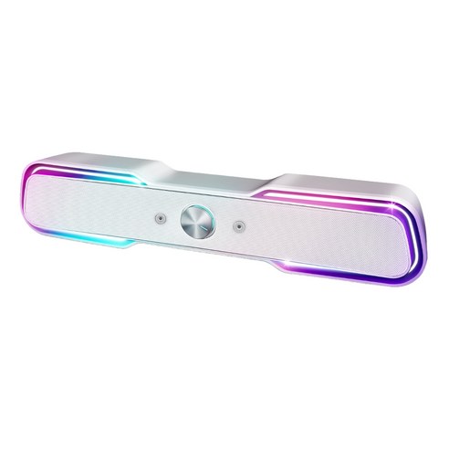 Loiche 2-Channel Multimedia RGB Rainbow LED Gaming Sound Bar, White Edition, RSB-G5000