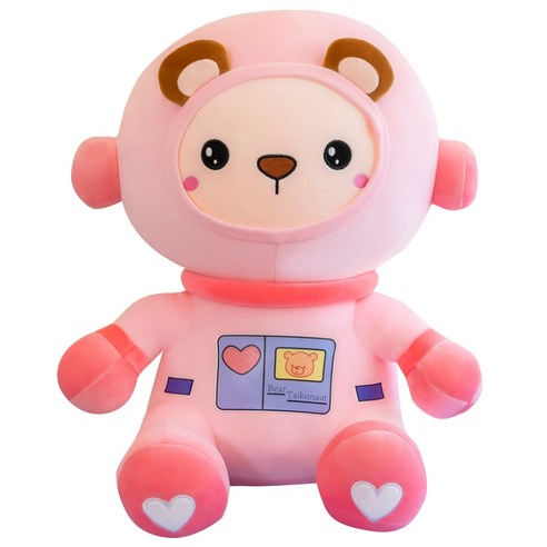 해솔 우주복 곰 동물 캐릭터 인형, 핑크