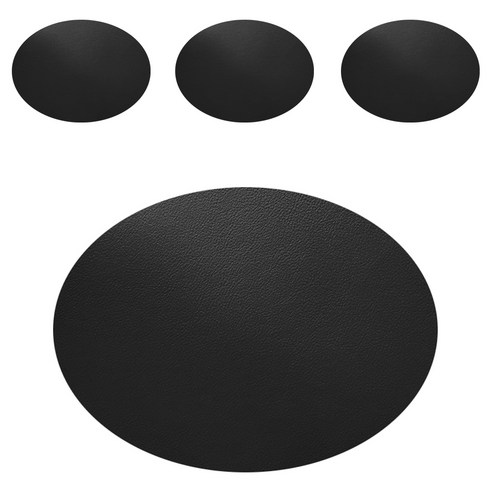 어나더 가죽 식탁매트 타원 엘리세 4P, 블랙(앞) + 다크(뒤), 30 x 45 cm