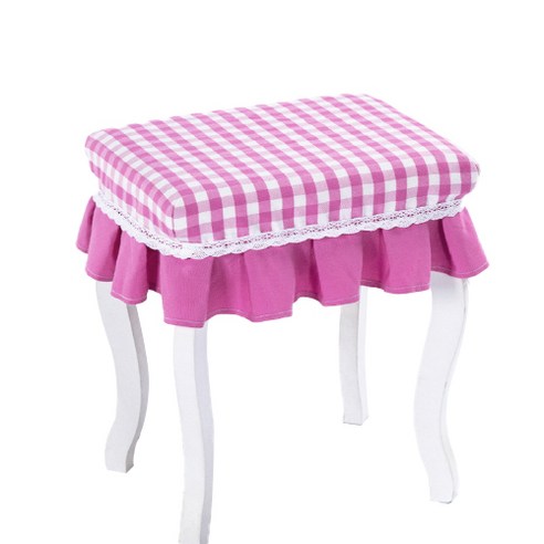 체크체크 피아노 의자 커버 50 x 60 cm, 핑크