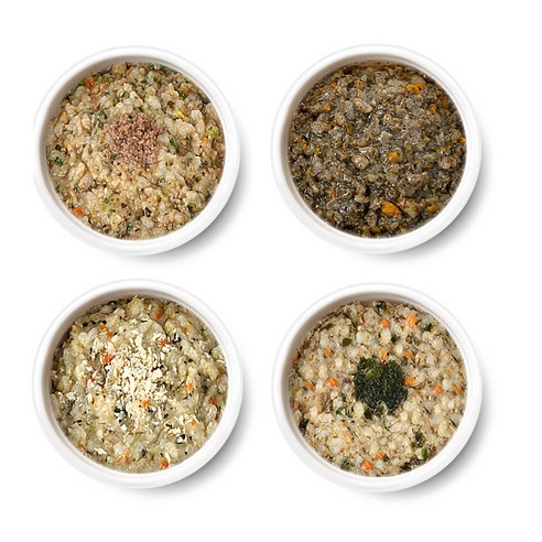 엘빈즈 이지밀 한우미역진밥 110g + 한우새송이진밥 110g + 닭가슴살시금치진밥 110g + 흑임자단호박진밥 110g 실온이유식 세트, 한우미역,  한우새송이, 닭가슴살시금치, 흑임자단호박, 1세트