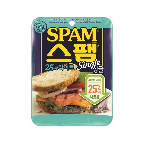 스팸 싱글 25%라이트 햄통조림, 80g, 1개