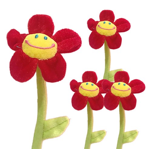 프랑온드 스마일 인형 꽃다발 4p, 85cm, 빨강색 꽃