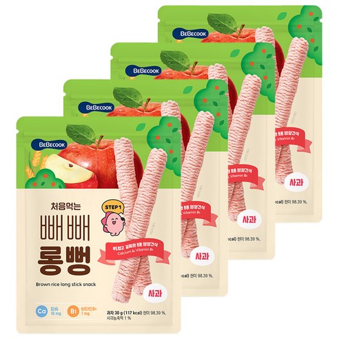 베베쿡 처음먹는 빼빼롱뻥 사과 30g, 4개