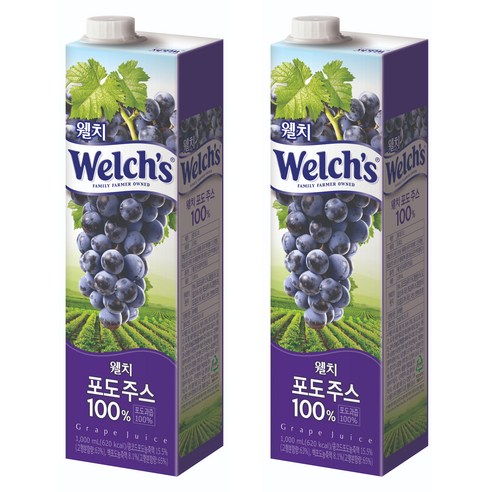 웰치스 포도 주스 종이팩, 2개, 1L