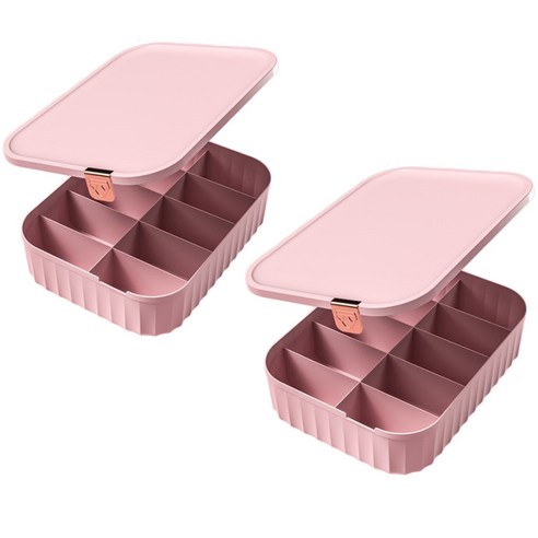 부스마켓 먼지 방지 커버 홈디자인 속옷 정리함 10칸, 핑크, 2개