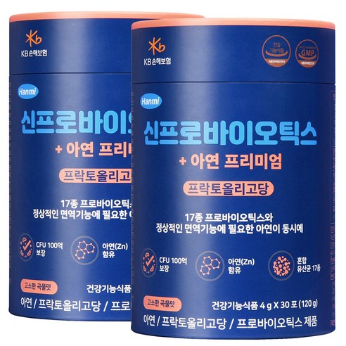 한미 유산균 신프로바이오틱스 + 아연 프리미엄 100억 유산균 30p, 120g, 2개