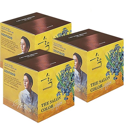 순수 더 살롱 컬러 아뜰리에 염모제, 와인브라운, 3개