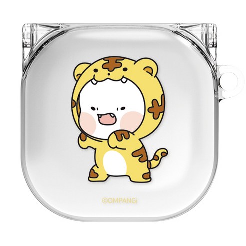 옴팡이 몽글 일체형 이어폰 투명 케이스, 버즈2프로 / 버즈2 / 버즈프로 / 버즈라이브, 팡이거(케이스), 실리콘키링(랜덤발송)