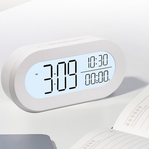 디알고 무소음 LED 탁상 인테리어 알람시계 DRGO-AL24LED, 화이트