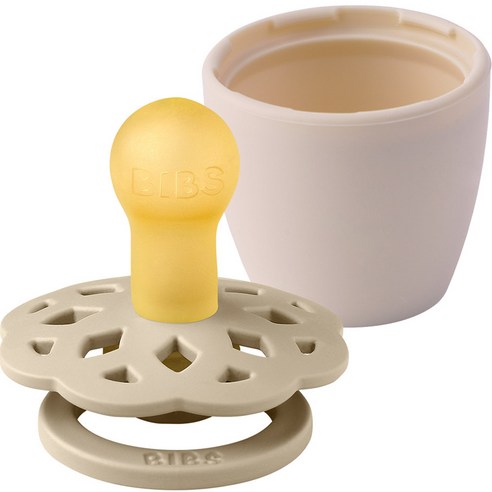BIBS 보헴 고무 쪽쪽이 + 실리콘 화분캡 세트, 1단계(0~6개월), 바닐라(쪽쪽이), 아이보리(화분캡)