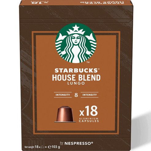 스타벅스 네스프레소 하우스 블렌드 룽고 빅팩 캡슐커피 103g, 5.7g, 18개입, 1개
