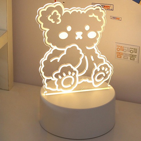 쿼르디 LED 아크릴 3D 무드등 스위치형, 베어