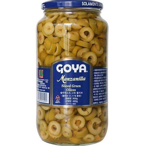 고야 슬라이스드 그린 올리브 절임 피클 goya sliced green olive, 2개, 345g
