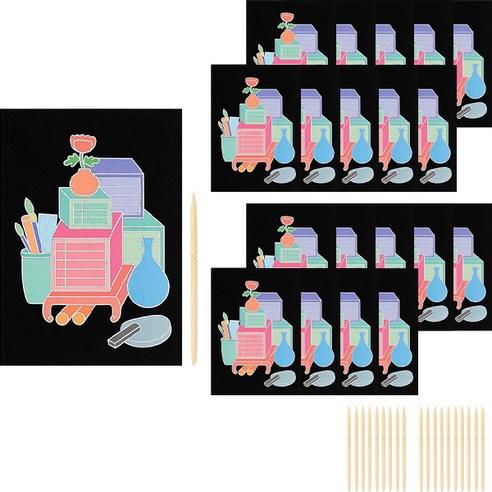 민화샵 전통 스크래치 페이퍼 DIY 20p 세트, 책가도 TDPPP0751, 1개