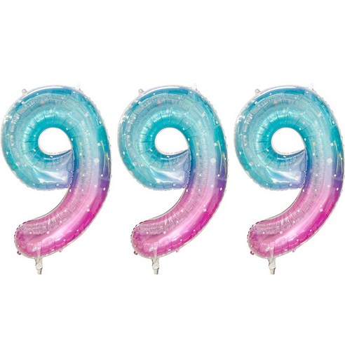 JOYPARTY 숫자은박풍선 대 오로라, 3개, 숫자 9