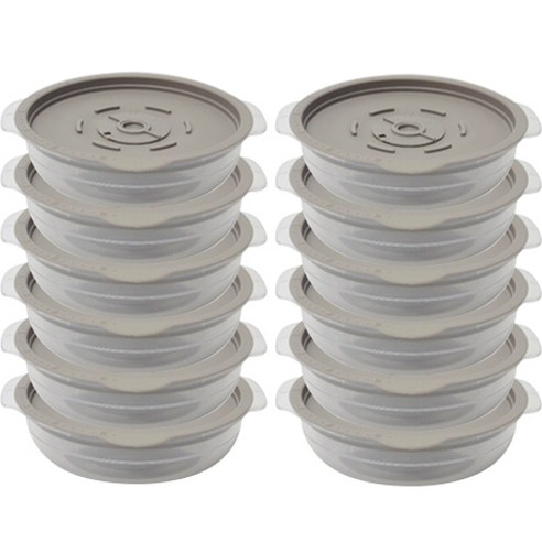 토마톰스 냉동밥 전자레인지 뚜껑 용기 450ml, 그레이, 12개