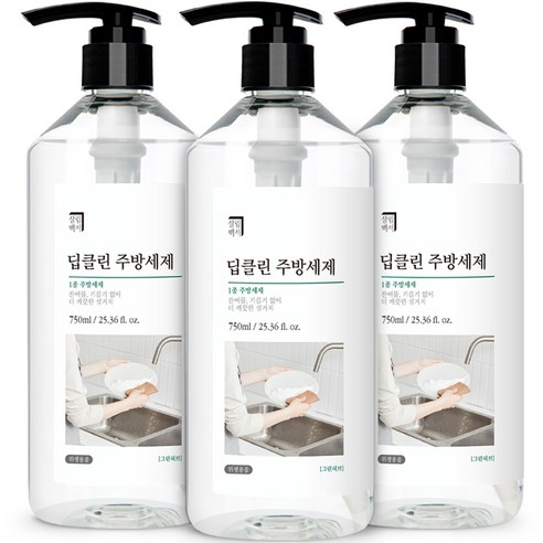 살림백서 딥클린 주방세제 그린허브향, 3개, 750ml
