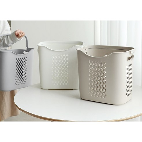 네이쳐리빙 손잡이가 편리한 빨래바구니, 아이보리