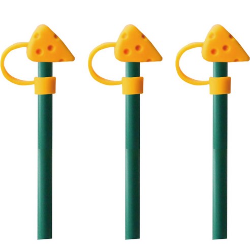 오달라 모아컵 디자인 실리콘 캐릭터 빨대 뚜껑 마개 캡 스토퍼, 3개, 치즈