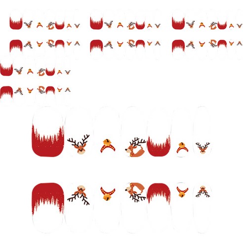 MA 크리스마스 루돌프 네일스티커 14p, 5개, TYPE2