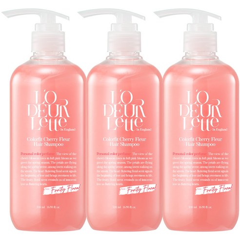 로더렛 컬러 핏 헤어 비오틴 약산성 퍼퓸 샴푸 프루티 플로럴향, 500ml, 3개