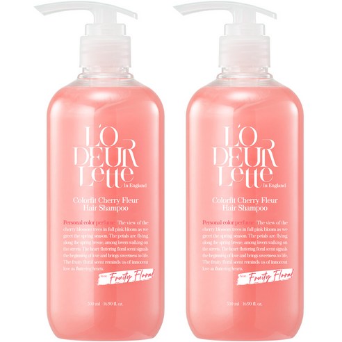 로더렛 인 잉글랜드 컬러핏 비오틴 약산성 퍼퓸 헤어 샴푸 체리 플뢰르, 500ml, 2개