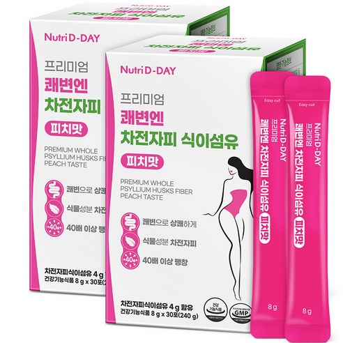 뉴트리디데이 프리미엄 쾌변엔 차전자피 식이섬유 30포, 240g, 2개  Best 5