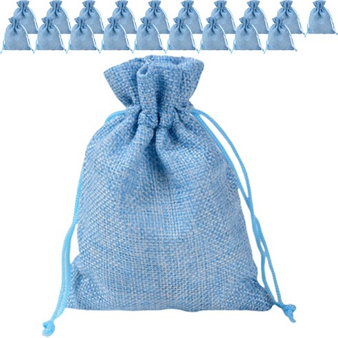 마켓감성 린넨 끈주머니 15 x 20, 20개, 하늘