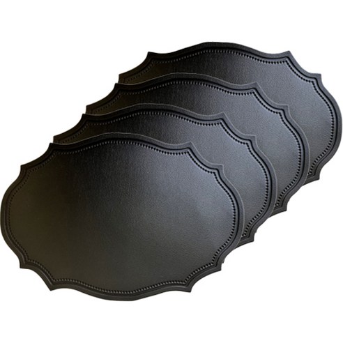 YULARA 헤리티지 북유럽 방수 테이블 매트 4p, 블랙, 43 x 30 cm