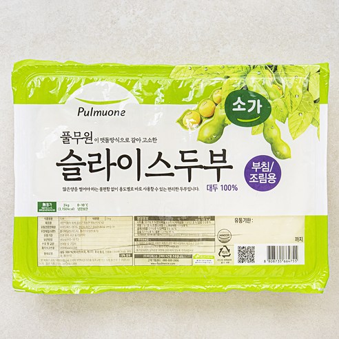 두부  풀무원 SOGA 슬라이스 두부 부침용, 1개, 3kg