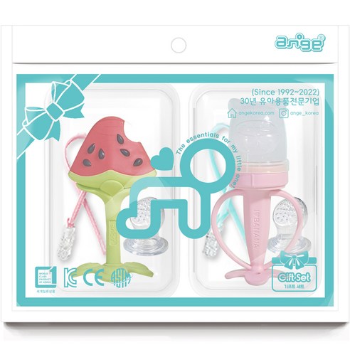 유아용 앙쥬 3D 수박 치발기 + 고양이 과즙망 세트, 1개