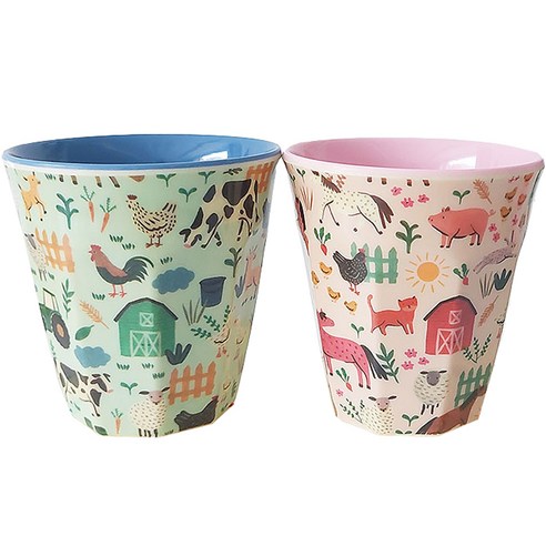 라이스 유아용 컵 소 2종 세트, 블루팜, 핑크팜, 1세트, 170ml