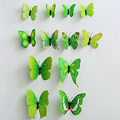 3D 알록달록 나비 스티커 12종 세트, 그린호랑나비
