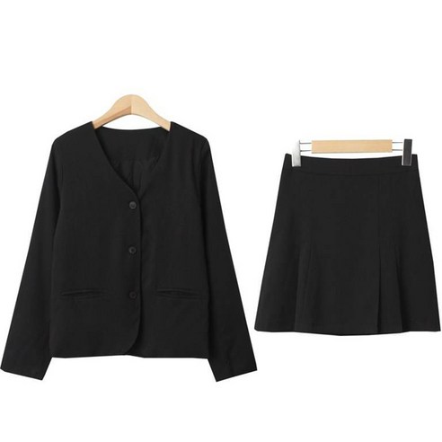 여성용 스피린 베이직 자켓 + 밴딩 주름 스커트 세트 cpset2465k2c