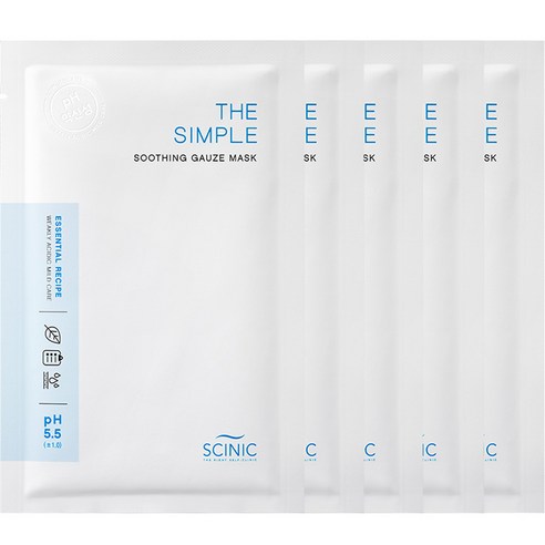 싸이닉 더 심플 수딩 거즈 마스크팩 25ml, 5개, 1개입