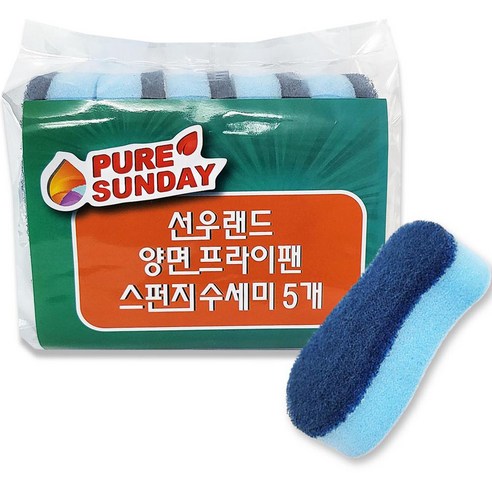 퓨어썬데이 선우랜드 양면 프라이팬 전용 수세미, 5개입, 1개