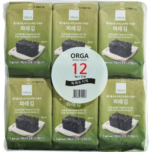 ORGA 들기름으로 바삭구운 파래김 12p, 60g, 1개