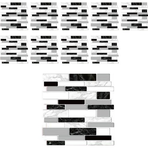 예쏘데코 3D 에폭시 입체 타일 시트지 10p, 06 모던블랙