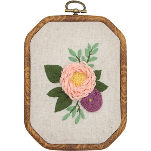 알로데 입체 플라워 팔각형 DIY 자수 패키지 15 x 11cm, 1개, A 003