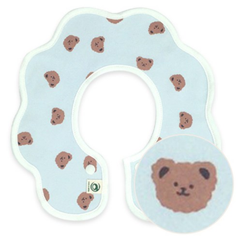 양면 롤링턱받이, 4 곰 블루, 1개