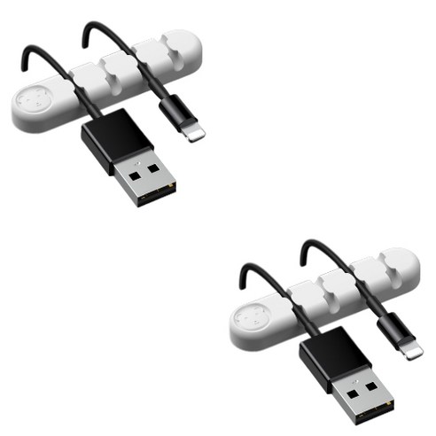 유니버스팩토리 usb 선정리소품 컬러곰 4구, 화이트, 2개