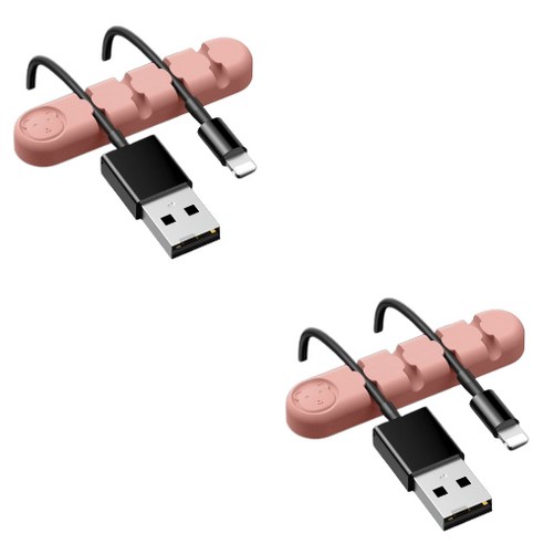 유니버스팩토리 usb 선정리소품 컬러곰 4구, 핑크, 2개