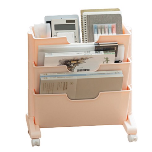 제이밀 심플 이동식 책꽂이 3단, 핑크