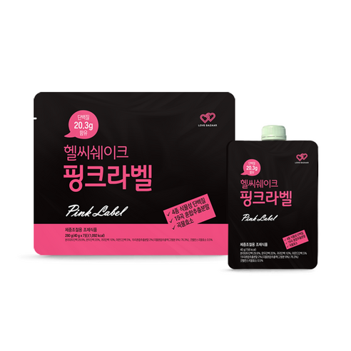 러브바자 헬씨쉐이크 핑크라벨 체중 조절용 단백질 쉐이크 조제식품 40g, 1개