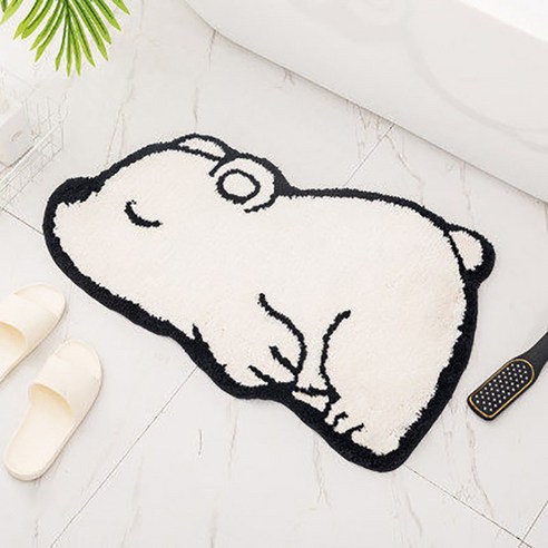 홈테리 엎드린 동물 침실 카펫 털 욕실 미니 러그, 백곰, 1개