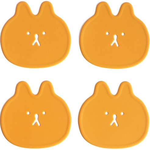 에이드엘 토끼 실리콘 컵받침 4p, 머스타드