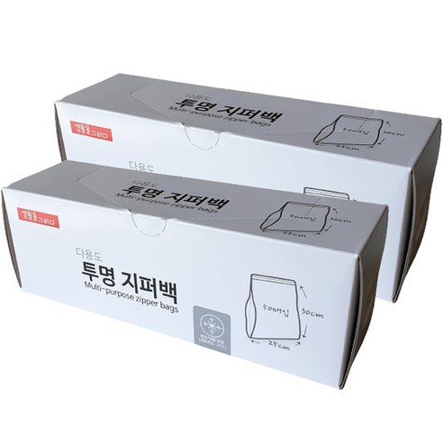 생활을그리다 다용도 투명 지퍼백 25 x 30 cm, 100개