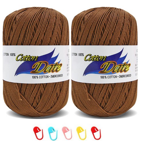니뜨 코튼데이트 뜨개실 75g 2p + 단수링 5p 세트, 600 브라운, 1세트